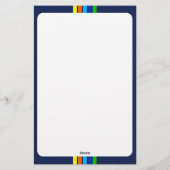 ビジネスネームタグライン モダンストライプ ネイビーブルー 便箋 (裏面)