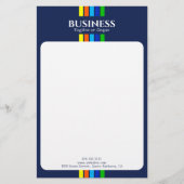ビジネスネームタグライン モダンストライプ ネイビーブルー 便箋 (正面)