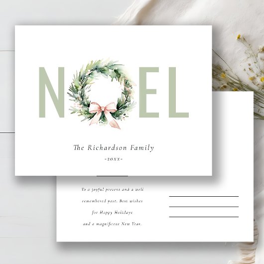 ビジネスノードクリスマスリースのロ企業のゴ シーズンポストカード