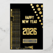 ビジネスハッピーニューイヤー2026都市型ロングロゴ 箔シーズンカード (正面)