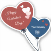 ビジネスハッピーバレンタインデー2つのハートバルーン シール (正面)