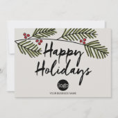ビジネスハッピーホリデー素朴ズパインツリーブランチ シーズンカード (正面)