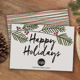 ビジネスハッピーホリデー素朴ズパインツリーブランチ シーズンカード
