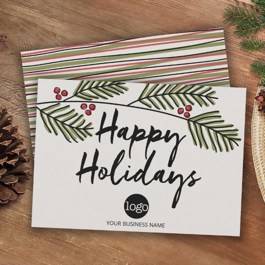 ビジネスハッピーホリデー素朴ズパインツリーブランチ シーズンカード