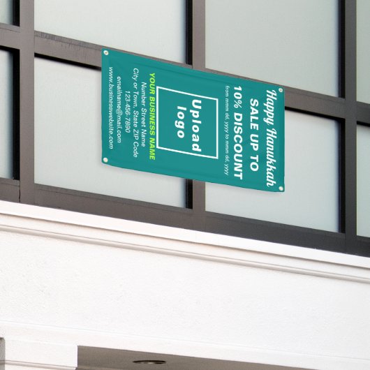 ビジネスハヌカーティール（緑がかった色）グリーンバナー 横断幕 (ビルの外側)