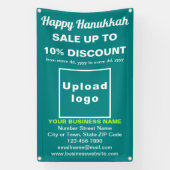 ビジネスハヌカーティール（緑がかった色）グリーンバナー 横断幕 (縦)