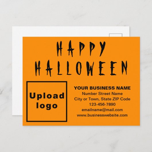 ビジネスハロウィンオレンジカラーホリデーポストカード シーズンポストカード (正面/裏面)