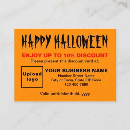 ビジネスハロウィンオレンジ色割引カード 割引カード (正面)