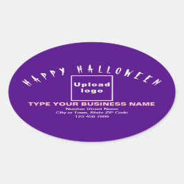 ビジネスハロウィンパープルオーバルステッカー 楕円形シール
