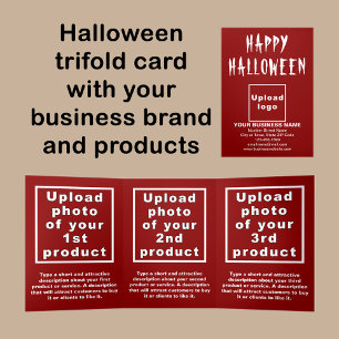 ビジネスハロウィンレッドトリフォールドカード 三つ折りカード