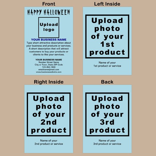 ビジネスハロウィーンのライトブルー折り畳みグリーティングカード カード