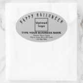 ビジネスハロウィーングレー楕円ステッカー 楕円形シール (バッグ)