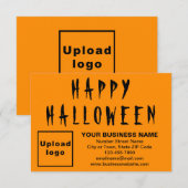 ビジネスハロウィーン小オレンジカラーフラットカード (正面/裏面)