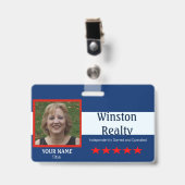 ビジネスバッジテンプレート（写真ID RWB） バッジ (クリップ付き表面)