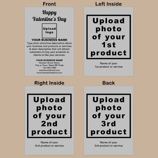 ビジネスバレンタイングレー折り畳みホリデーカード シーズンカード