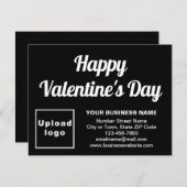 ビジネスバレンタインスモールブラックフラットホリデーカード シーズンカード (正面/裏面)