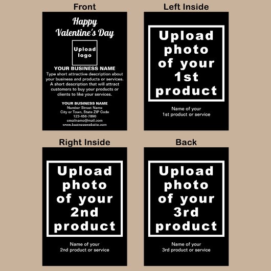 ビジネスバレンタインブラック折り畳みホリデーカード シーズンカード