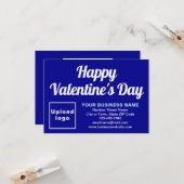 ビジネスバレンタイン小さな青フラットグリーティングカード カード (正面/裏面インサイチュ)