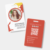 ビジネスバーガーQRコード写真テンプレート バッジ (正面＆裏面)