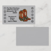 ビジネスパンチカードカウボーイホースウェスタンブーツ ロイヤリティカード (正面/裏面)