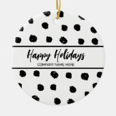 ビジネスパーソナライズされたの白黒新年 セラミックオーナメント (正面)