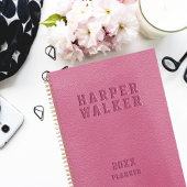 ビジネスパーソナライズされたエンボスピンクビーガンレザー プランナー手帳