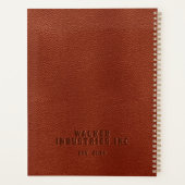 ビジネスパーソナライズされたエンボスブラウンビーガンレザー プランナー手帳 (裏面)