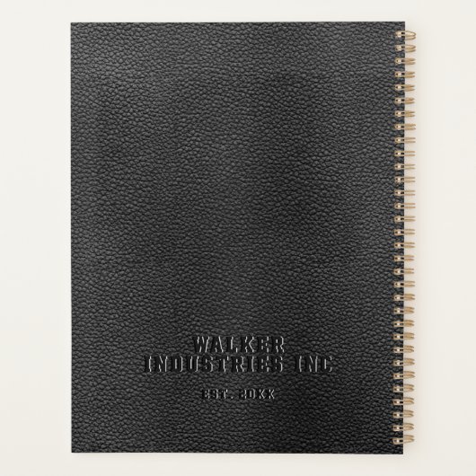 ビジネスパーソナライズされたエンボスブラックビーガンレザー プランナー手帳 (裏面)