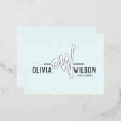 ビジネスパーソナライズされたカード |大きなはっきりしたイニシャル 箔シーズンポストカード (正面/裏面)