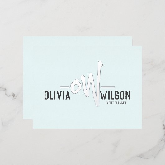 ビジネスパーソナライズされたカード |大きなはっきりしたイニシャル 箔シーズンポストカード (正面/裏面)