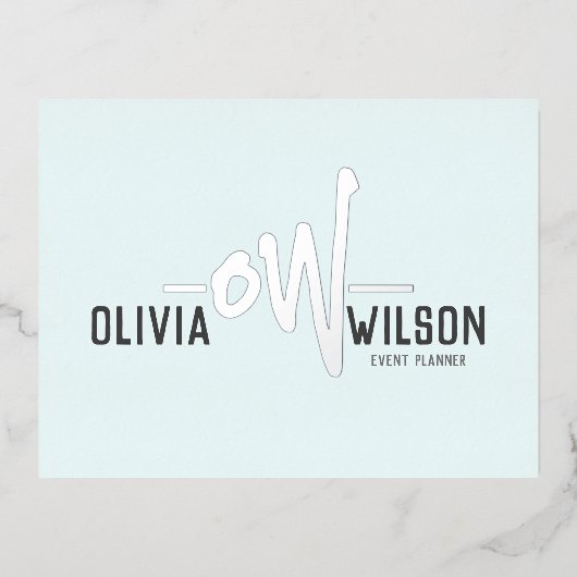 ビジネスパーソナライズされたカード |大きなはっきりしたイニシャル 箔シーズンポストカード (正面)