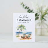 ビジネスパーソナライズされたハローサマービーチ ポストカード (スタンド正面)