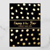 ビジネスパーソナライズされたブラック&ゴールドフォイル新年 箔シーズンカード (正面)