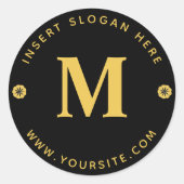 ビジネスパーソナライズされたモノグラム金ゴールドブラック ラウンドシール (正面)