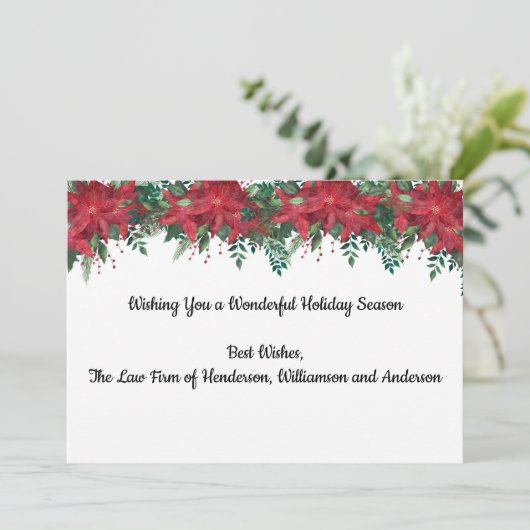 ビジネスパーソナライズされたレ企業のッドポインセチア シーズンカード (スタンド正面)