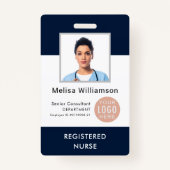 ビジネスパーソナライズされたロゴと従業員の写真ID バッジ (正面)