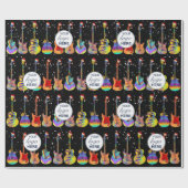 ビジネスパーソナライズされたロゴギタークリスマス ラッピングペーパー (フラット)