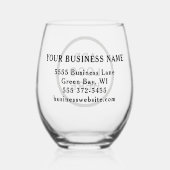 ビジネスパーソナライズされたロゴ名アドレスWebサイト ステムなしワイングラス (裏面)