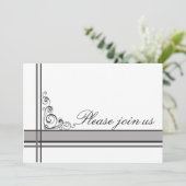 ビジネスパーティの招待状ホワイトブラックグレーストライプ 招待状 (スタンド正面)