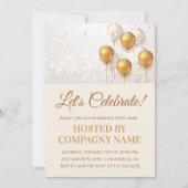 ビジネスパーティー招待状の吹き出し金ゴールド 招待状 (正面)