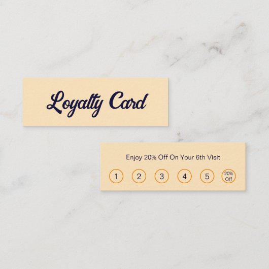 ビジネスビスクとダークブルーのスクリプト割引 ロイヤリティカード (正面/裏面)