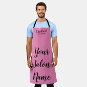 ビジネスピンクブラックサロン名スクリプトスタイリスト名 エプロン (着用した状態)
