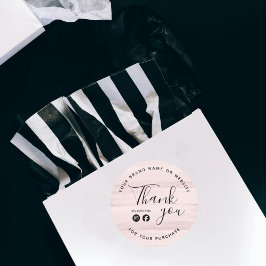 ビジネスピンクブラックブラシありがとうソーシャルメディア ラウンドシール