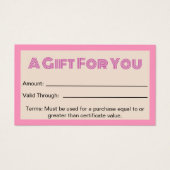 ビジネスピンクベージュ美しいサロンギフト証明書 (正面)