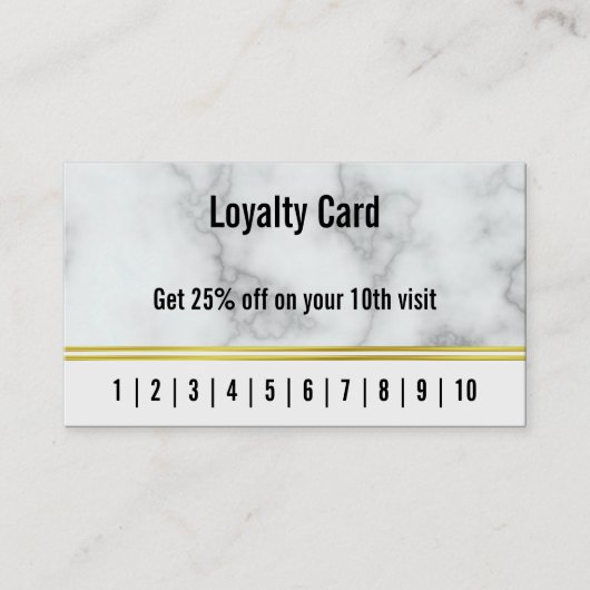 ビジネスフェイクホワイトマーブルヘアサロンロイヤリティカード 名刺 (正面)