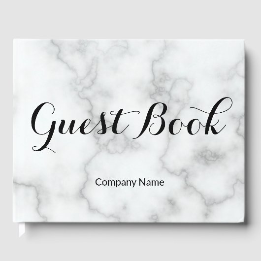 ビジネスフェイクホワイトマーブル会社名テンプレート ゲストブック (正面)