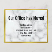 ビジネスフェイクホワイト大理石私たちのオフィスが移動 案内ポストカード (正面)