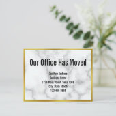 ビジネスフェイクホワイト大理石私たちのオフィスが移動 案内ポストカード (スタンド正面)