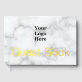 ビジネスフェイクロゴ白大理石と金ゴールド文字 ゲストブック (正面)