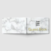 ビジネスフェイクロゴ白大理石と金ゴールド文字 ゲストブック (全面)